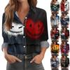 Women's Button-Down Shirt Long Sleeve Casual Halloween Print Top