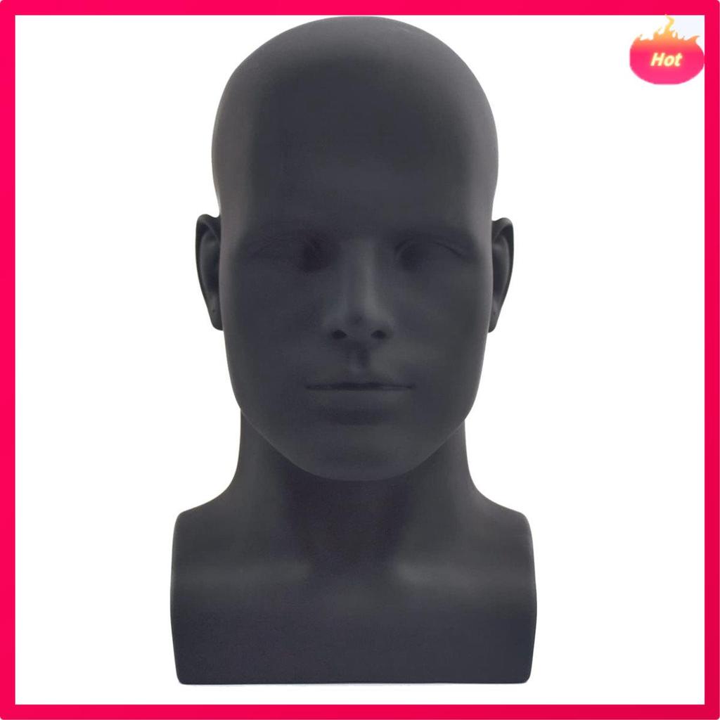 3X Male Mannequin Head Professional Manikin Head For Display Wigs Hats Headphone Display Stand (Matte Black)