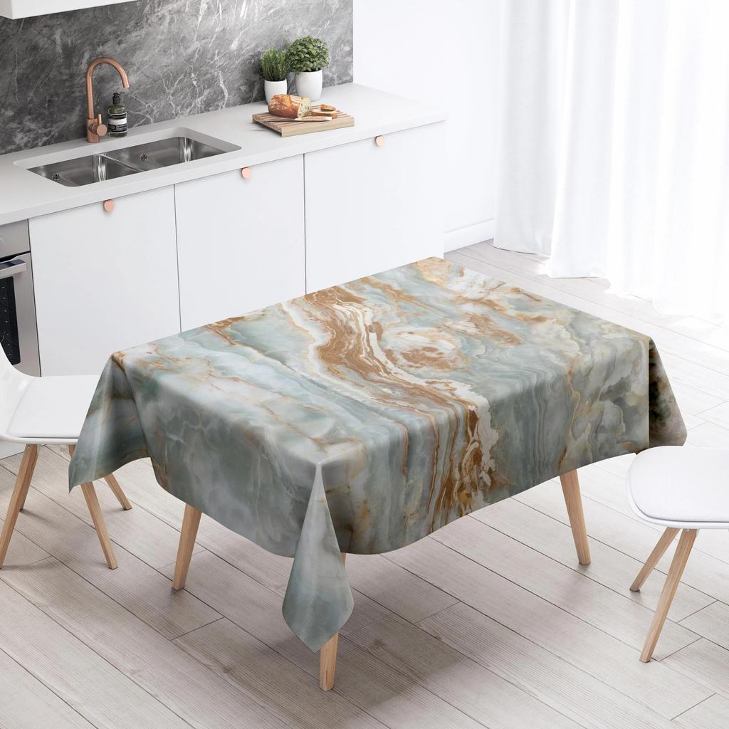 Marble Striped Tablecloth Home Decor Stain Resistant Waterproof Table Decoration Rectangular Kitchen Fireplace Tops