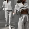 European Women's New Fashion Casual and Comfortable Thick Long-sleeved Pullover and Pants Set