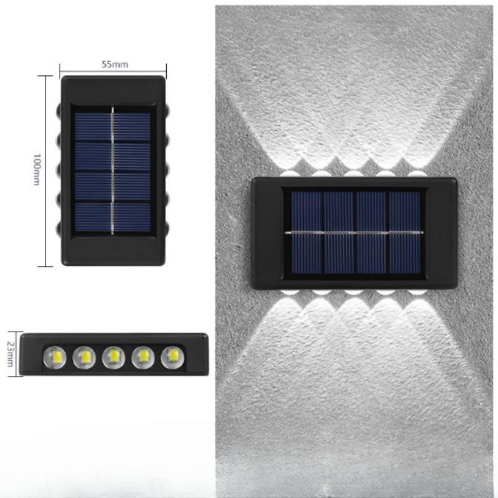4/8/10LED Solar Wall Lamp Outdoor Waterproof Up and Down Luminous Lighting for Garden Fence Decoration Sunlight Light