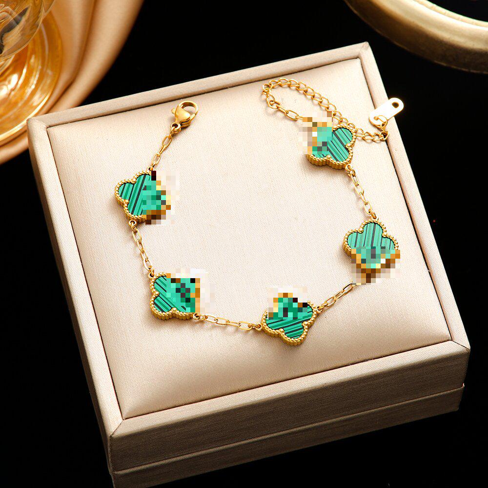 High-End Titanium Steel Four-Leaf Clover Bracelet with Shell Pendant – Durable, Fade-Resistant Design