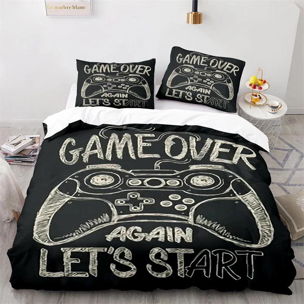 Boy's Gamepad Duvet Cover Set Single Double Size For Boys Girls Game Lover Bedding Set Polyester Comforter Cover With Pillowcase