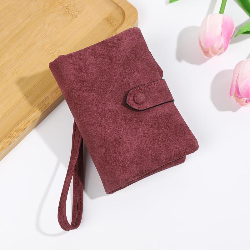 New matte women's wallet short soft leather three-fold multi-card wallet change bag