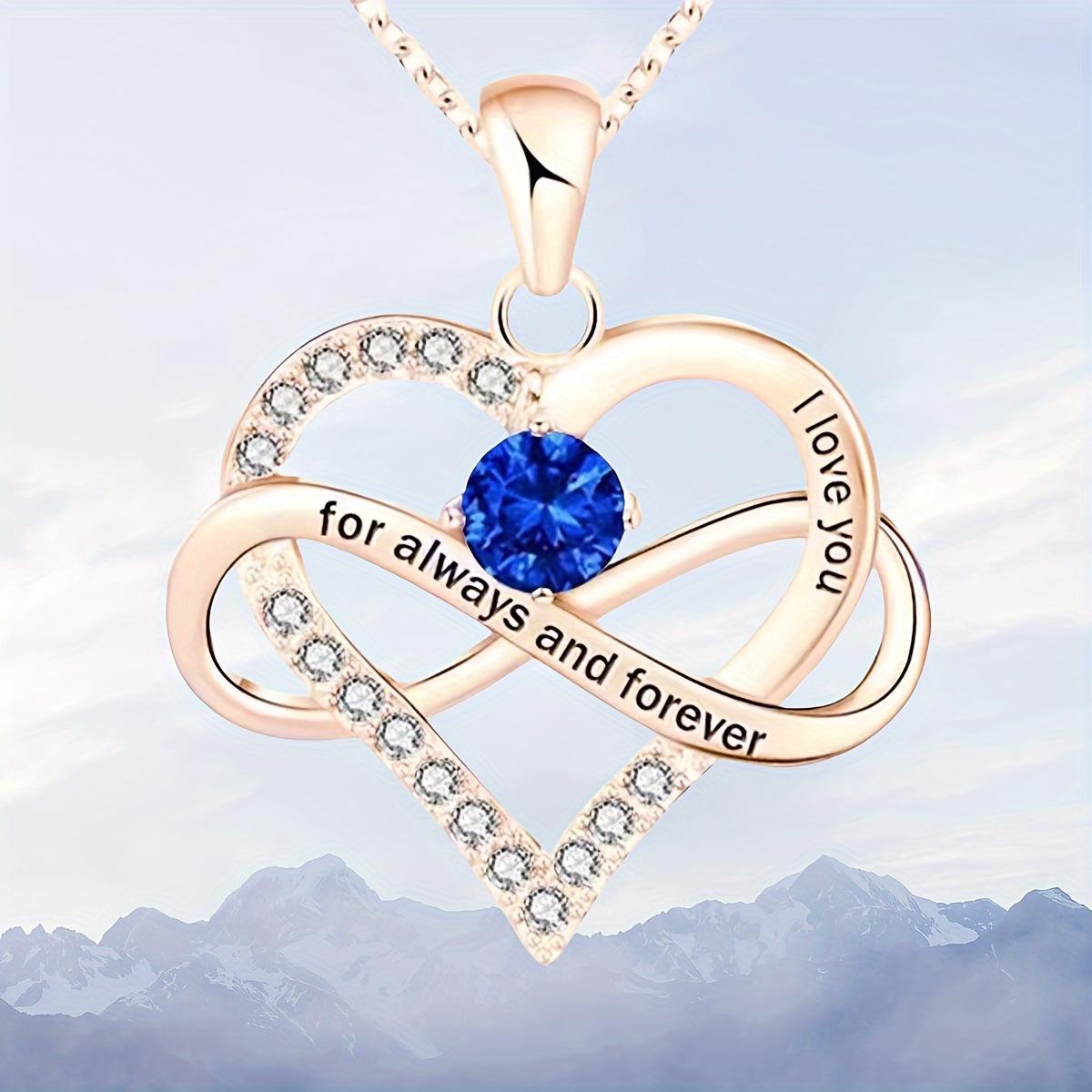 New Heart-to-Heart Engraved Diamond Birthstone & Infinite Heart Necklace золотой