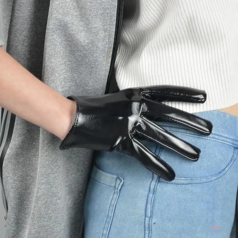 Extra Långa 70CM Lackläderhandskar Dam Ljus Svarta Simulerat Läder PU Varma Prestanda Fotografi Cosplay Gratis Frakt