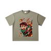 260 GSM Double Yarn 32 Count 100% Cotton Demon Slayer V101 Tanjiro Print Unisex Heavy Cotton T Shirt