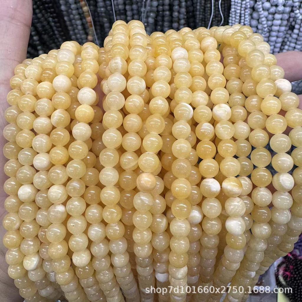 Natural Beige Jade Round Loose Beads - Popular DIY Jewelry Accessories
