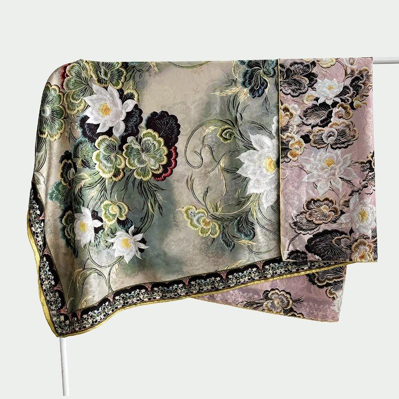 Chinese style fragrant cloud gauze square scarf silk scarf floralsprinting double-sided silk scarf shawl