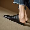 Fashion 2025 NEW Summer Women Mules Genuine Leather Women Shoes Cover Toe Shoes Squared Toe Low Heel Sandals Pleated Modern Slippers
