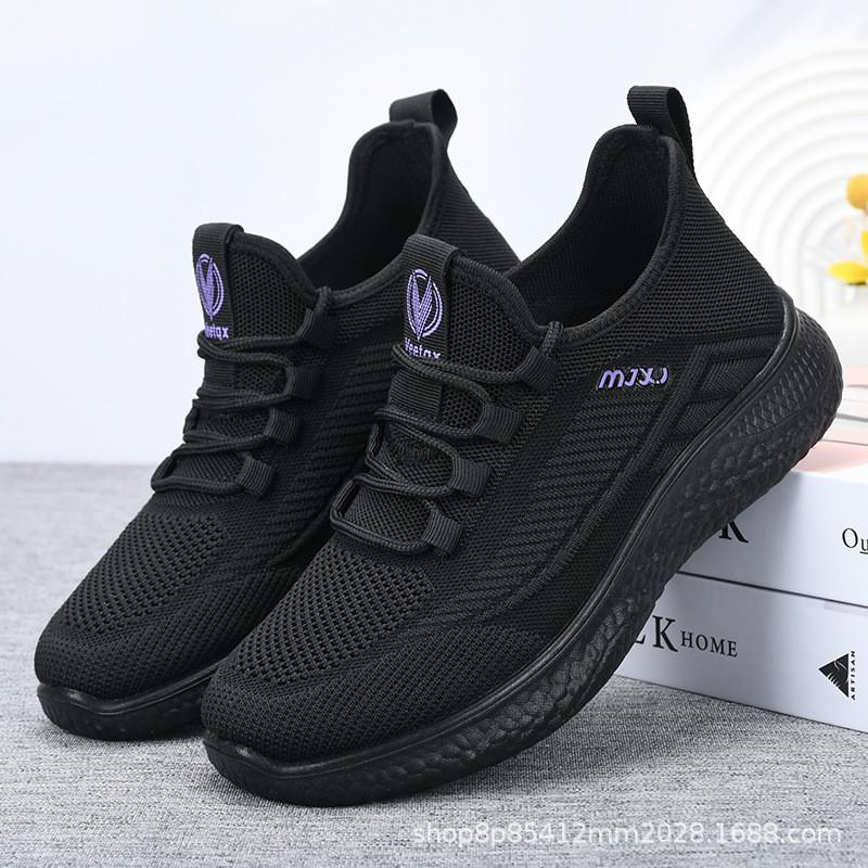 Womens Comfortable Slip-Resistant Flat Walking Shoes Casual Daily Wear Lightweight Breathable Mesh Sneakers