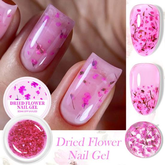 1/6Pcs 8ML Dried Flowers Gel Nail Polish Soak Off UV/LED Natural Floral Petal Nail Glue Varnish Long Lasting Women Clear DIY Nail Art Painting Gel