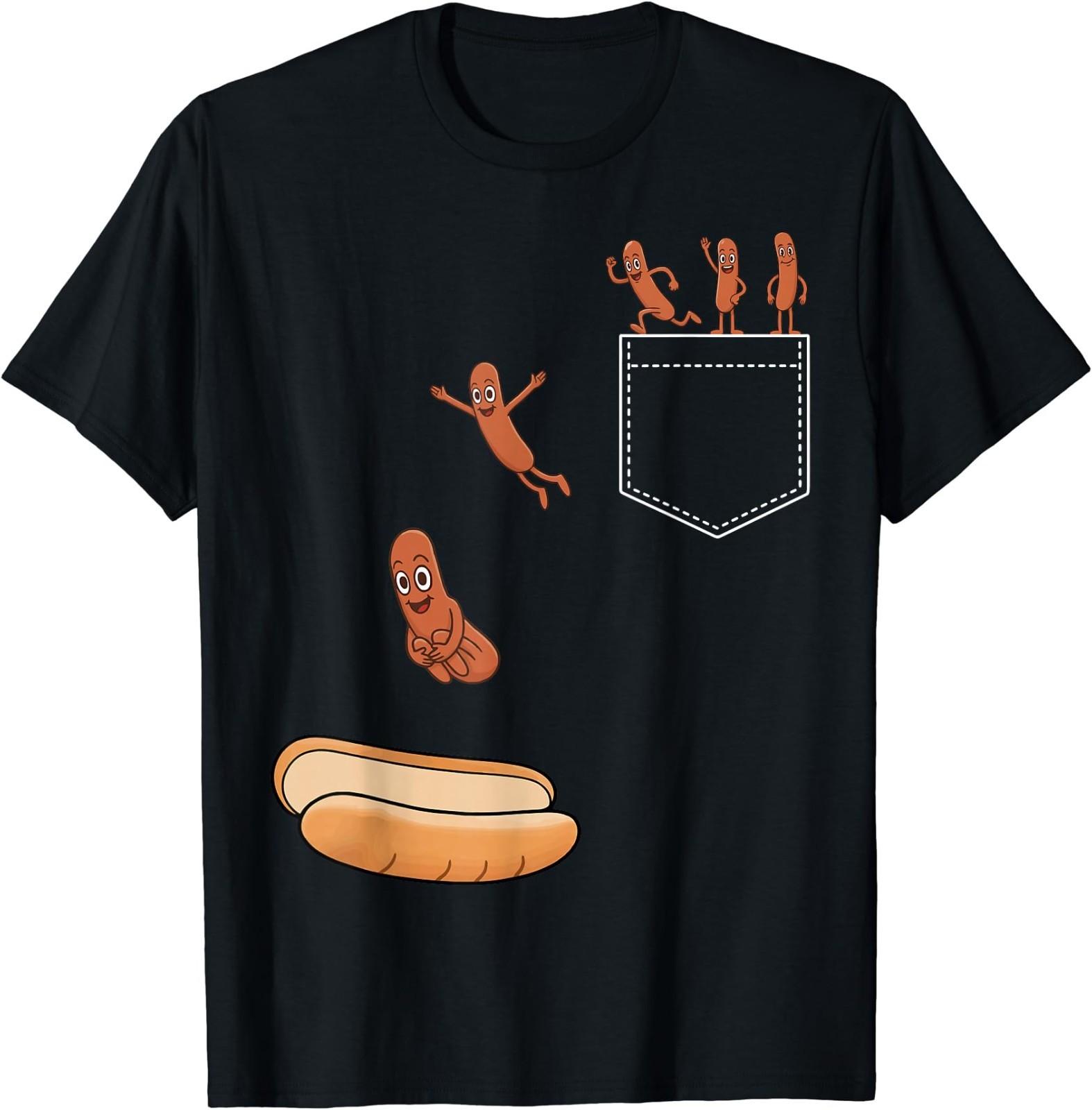 Hotdog Jumping Into Bun Funny BBQ Grilling T-Shirt S разноцветный