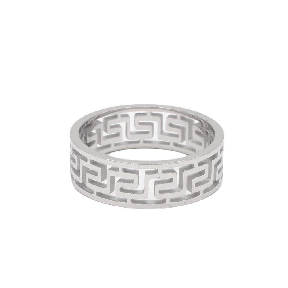 2026 Jewelry, European and American Fashion Simple Great Wall Pattern Men's Jewelry Accessories Ring Ring