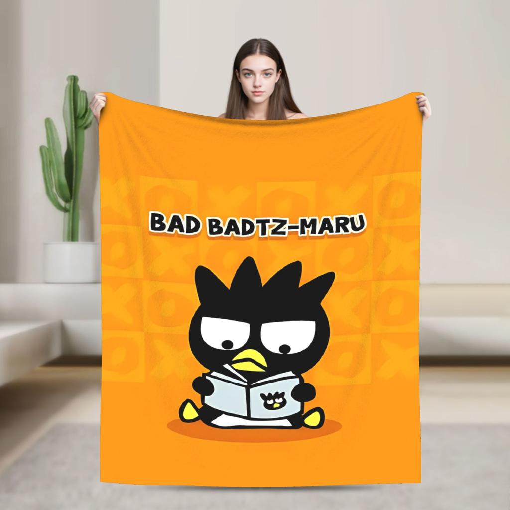 Kawaii Black Penguin Blanket Bad Badtz Maru Super Warm Pattern Plush Throw Blanket For Couch Bed Flannel Bedspread Bed Cover