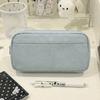 Blue White Cat Pencil Case With Canvas Material For Students And Office Use