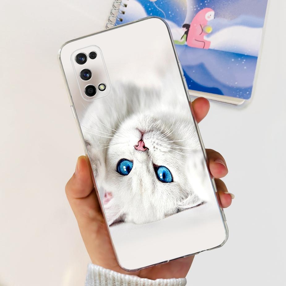 For Realme 7 Pro Case RMX2170 Cute Cat Flowers Painted Cover Clear Silicone Soft TPU Phone Case For Realme 7 Pro Realme7 5G Bags