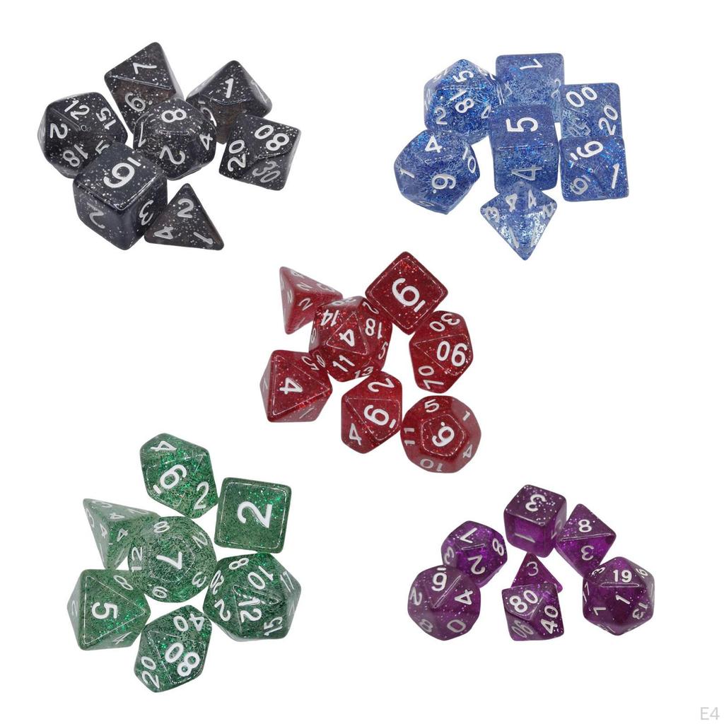 7 Pieces Solid Acrylic Polyhedral Dices D20,D12,D10 (00-90 and 0-9),D8,D6 D4. for Entertainment