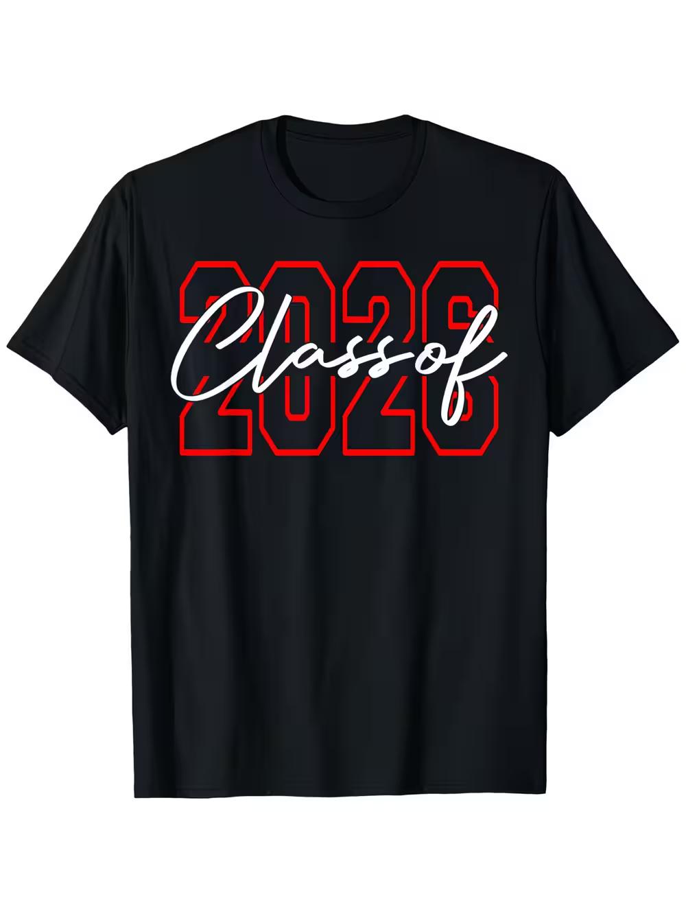 Class of 2026 Graduation T-Shirt | Red & Senior Year Shirt with 2026 Number Design - Loose Fit Unisex Adult Tee for Graduation Party M