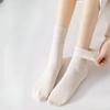 Herbst- und Winter-Punktgarn-Mittelwadenstrümpfe in Uni, gestreifte Doppelnadel-Socken, süße und niedliche Mädchen, Frotteesocken