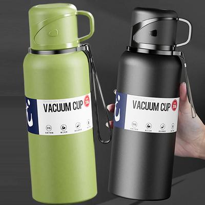 Thermische Wasserflasche Großes Fassungsvermögen mit Strohhalm Edelstahl Thermosflasche Kalt- und Heißwasserflasche Sport-Thermosbecher