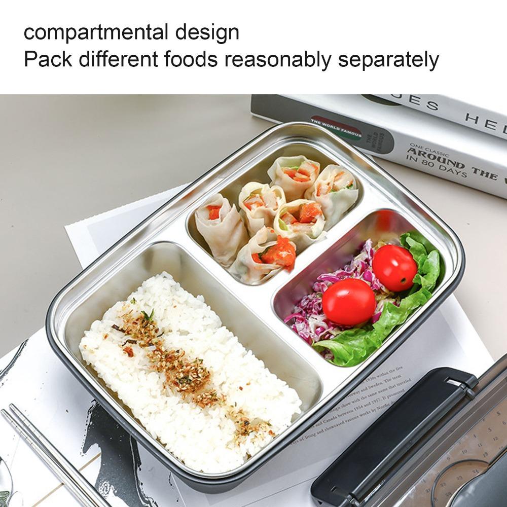 1.8L Leakproof Lunch Box 3 Compartment Food Storage Container Cute Bento Lunch Box  For Travel