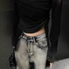 Retro Gradient Tie-dye Straight Jeans for Women In Autumn and Winter Design Niche Draped Lazy Wide-leg Trousers