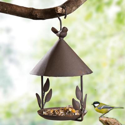 Vogelfutterhaus aus Eisen, regen- und windfest, zum Aufhängen, für verschiedene Vogelarten, Futterzubehör für den Außenbereich, Gartendekoration
