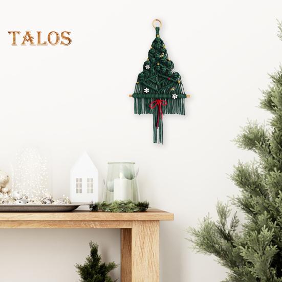 Wall Hanging Tapestry with 17 Accessories Manual Braided Bohemian Style Hollow Out Dorm Home Hotel Wall Decoration Christmas Tree Hanging Pendant