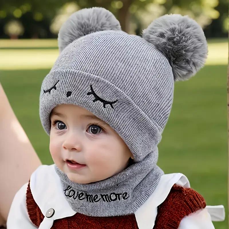 Kids Winter Hat and Scarf Set 2-in-1 Knit Beanie Neck Warmer Unisex Thick Thermal Ear Protection for Boys Girls  Holiday Gift