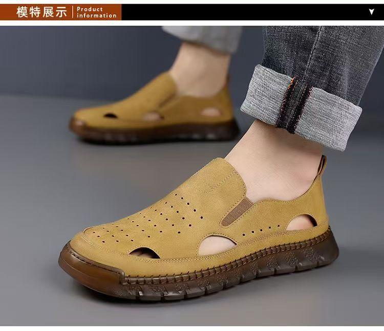 

2025 summer sandals new casual shoes breathable shoes men s outdoor beach men s hole shoes hollow men s shoes 44