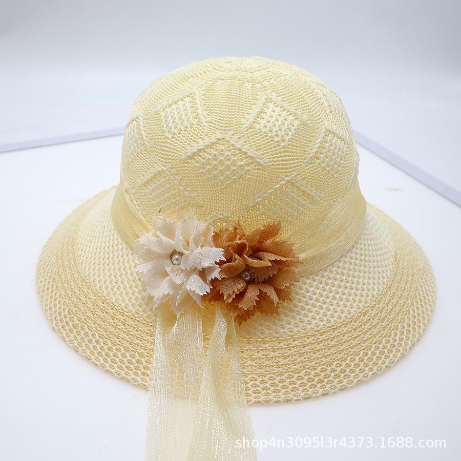 Summer straw hat big brim fashionable flower sweet seaside vacation beach breathable sun protection sun hat women's
