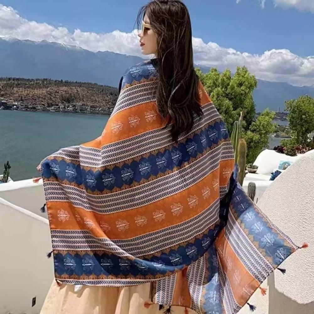 Chaka Salt Lake Great Northwest Tourism Ethnic Style Scarf Silk Scarf Women'S Summer Seaside Beach Shawl Sunscreen Thin