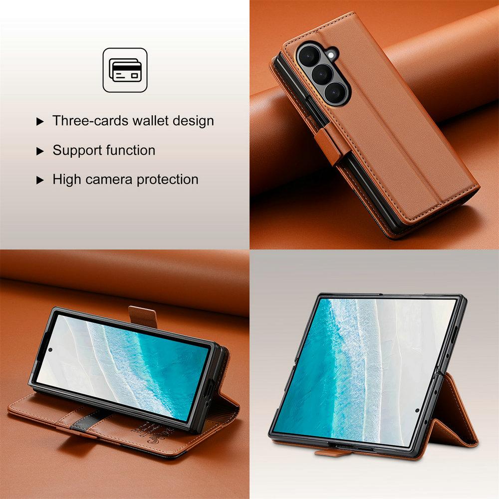 Luxury Leather Phone Case for Samsung Galaxy Z Fold 7 6 5 4 3 5G Fold7 2025 Magnetic Flip Book Business RFID Wallet Cover