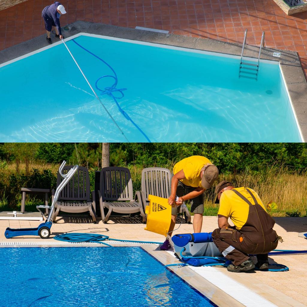 Rebower Pool Rückspülschlauch, 2 Zoll x 25 Fuß verstärkter flacher PVC-Abwasserschlauch für Poolfilter und Tauchpumpen, Inklusive 1 Klemme, Blau