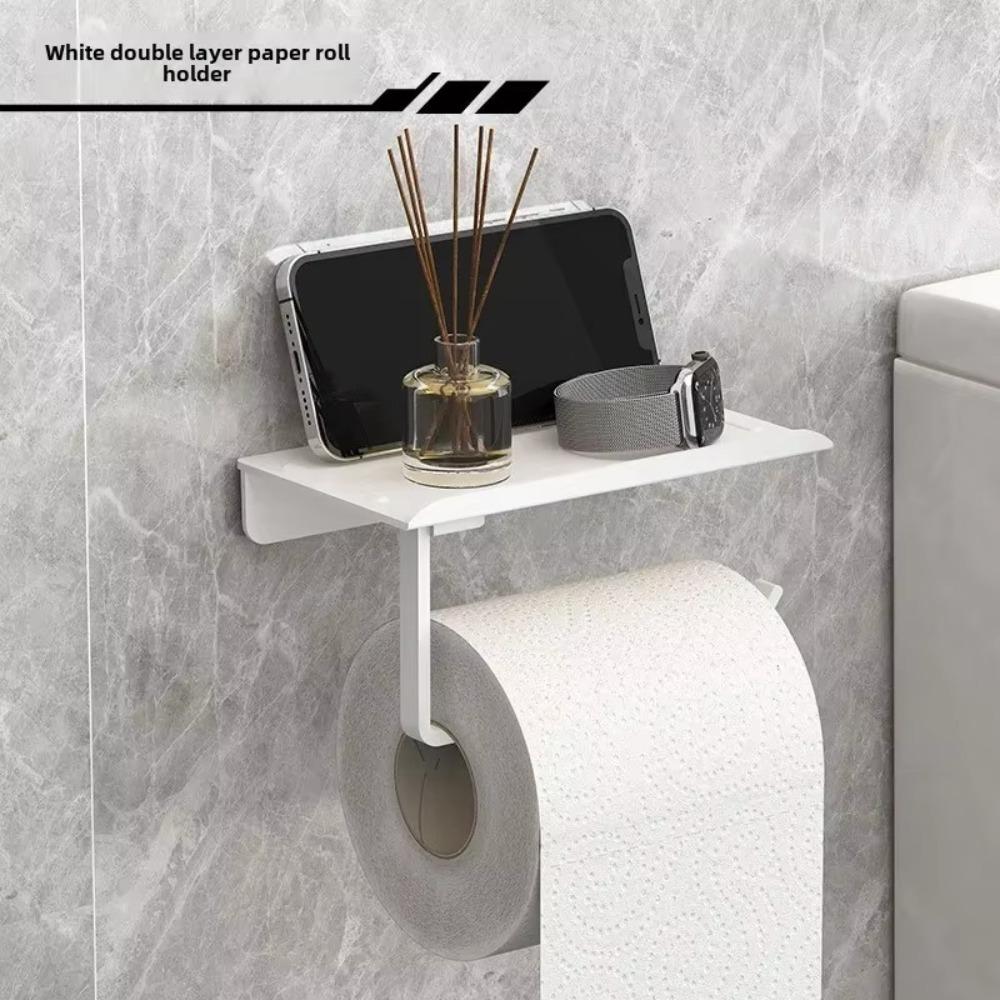 Self Adhesive Toilet Paper Roll Holder Plastic Mobile Phone Rack Toilet Manager Holder Bathroom