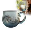 Ocean Themed Glass Coffee Mug With Sea Wave Design For Beach Bar Workplace Travel Use Unique Handmade Gift Idea