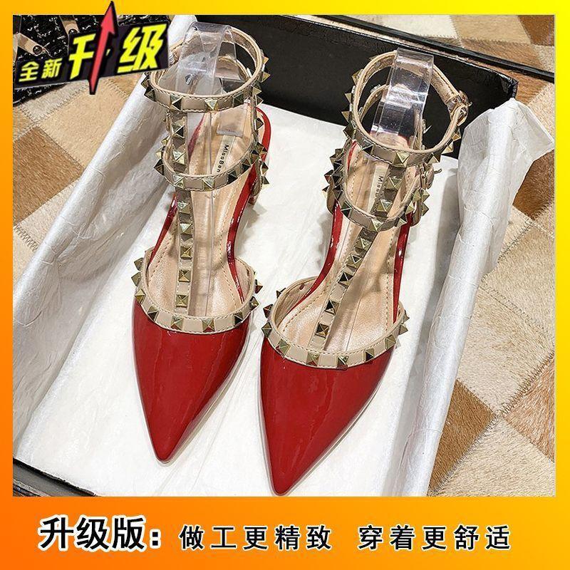 Willow nail thick heel low heel shoes versatile word with willow nail women's shoes 2025 spring and summer new fairy wind bag head sandals woman