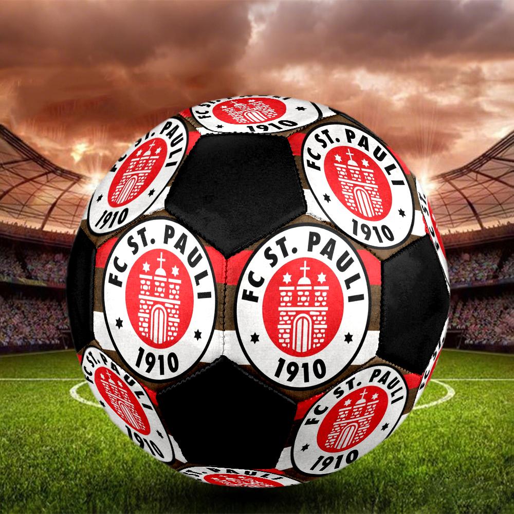 St. Pallone da Calcio a 5 Pauli FC Colorato Cucito a Macchina PVC Misura 5 Pronto per Allenamento di Squadra e Competizione Durevole Rimbalzo Elevato Fantastico Regalo Sportivo