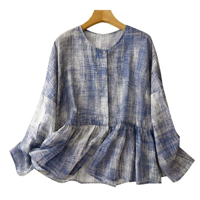 

Летний тонкий стиль смешанный китайский кардиган в стиле дзен с кондиционером рубашка с принтом топ для женщин футболки 2XL