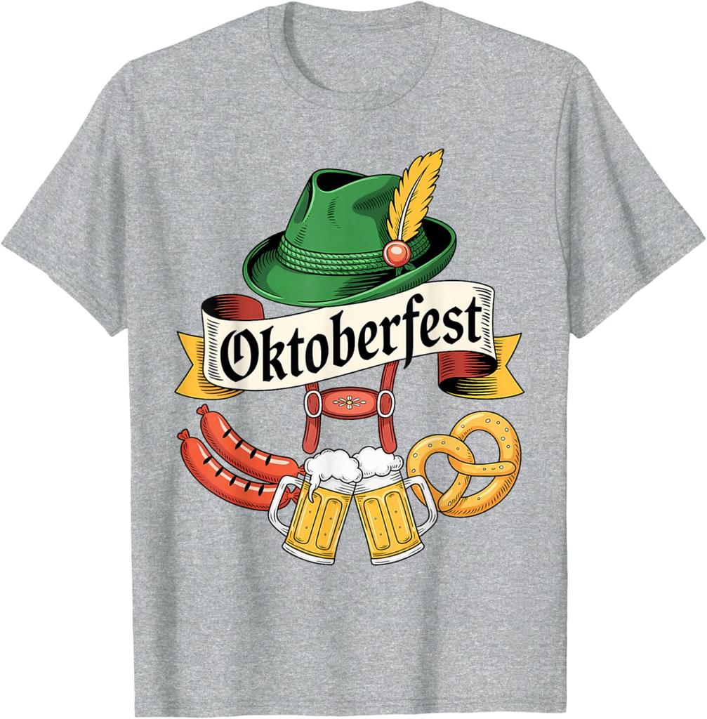 Oktoberfest Beer Pretzel Sausage Bavarian Hat Unisex Women T-Shirt Fashion Casual Cotton Graphic T Shirts Streetwear Tops Tee