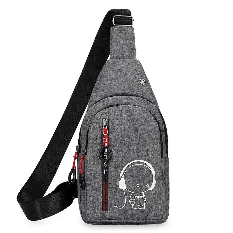 Men's Chest Bag Waterproof Crossbody Shoulder Bag Multi-Pocket Cycling Backpack Korean Fashion Casual Travel Sports Bag for Men