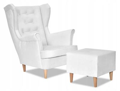Diana Wing Chair with Footrest Scandinavian White Dirty