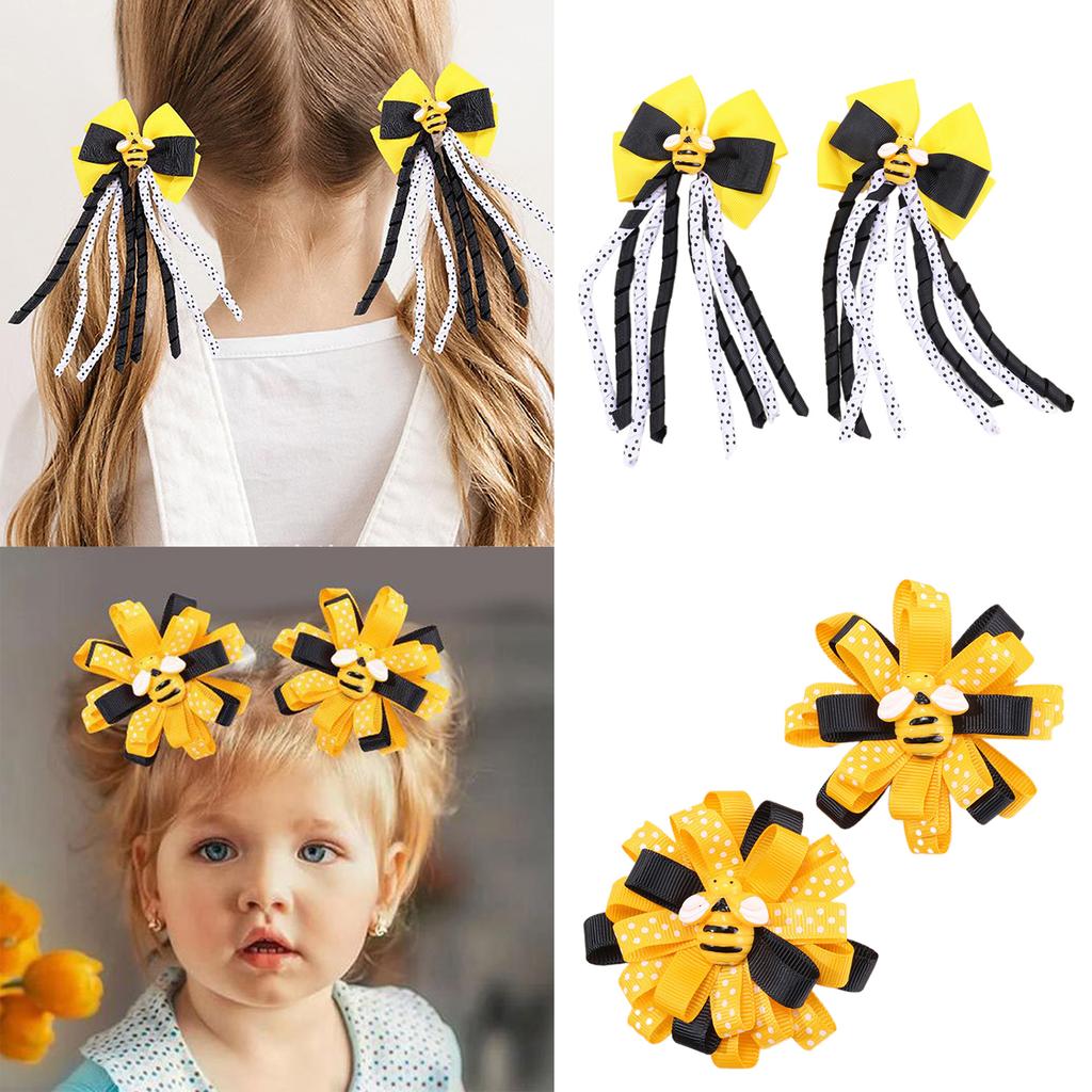 1Pair Cute Flower Ribbon Bows Hair Clip For Women Girls Sweet Style Accessory Hairpin Party Hairpieces For Daily Wear