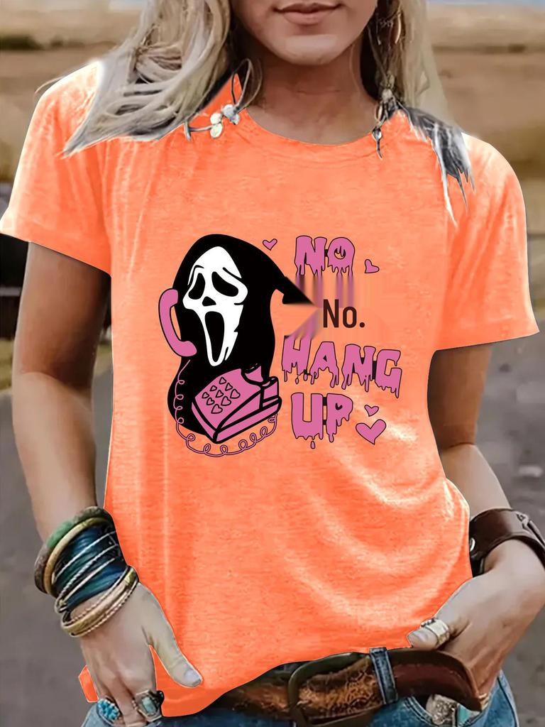 Halloween Women's Ghost Pattern Casual Summer T-Shirt