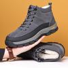 Wool Winter Warm Men's Cotton Shoes Genuine Leather Suede Cowhide Outdoor Casual Men's Shoes Medium Shoes