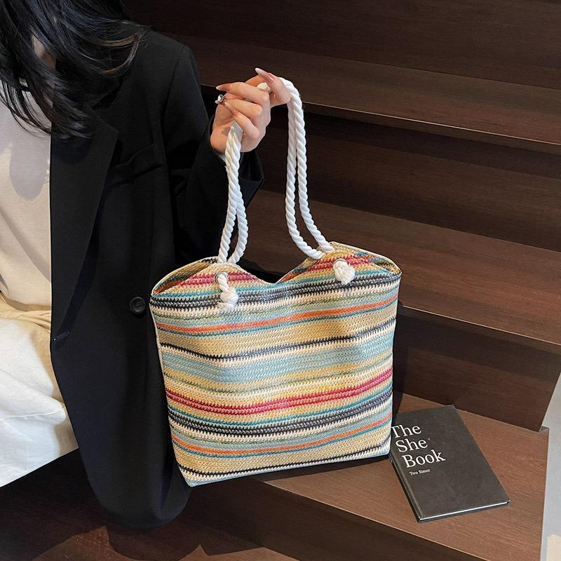 Fashion straw bag women's large-capacity new summer versatile shoulder tote bag seaside vacation beach bag