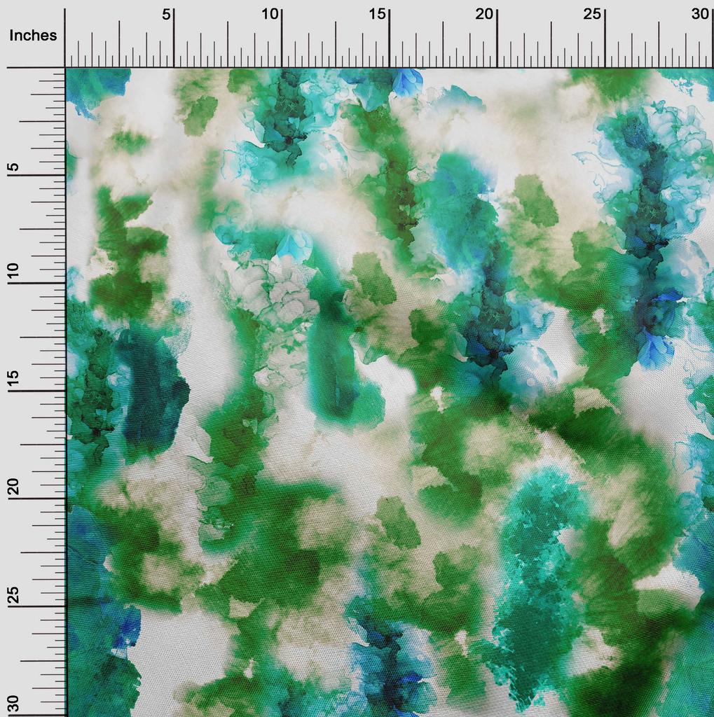 oneOone Baumwoll-Flex-grüner Stoff, Aquarell-Nähstoff, Meterware, bedruckt, DIY-Kleidung, Nähzubehör, 40 Zoll