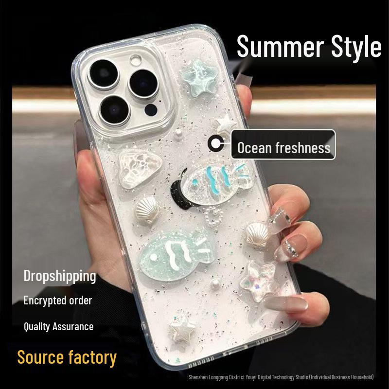 Ocean Shell Small Fish Phone Case for Honor 400, 300/100/70 Pro, X60x70i, Enjoy 70/60