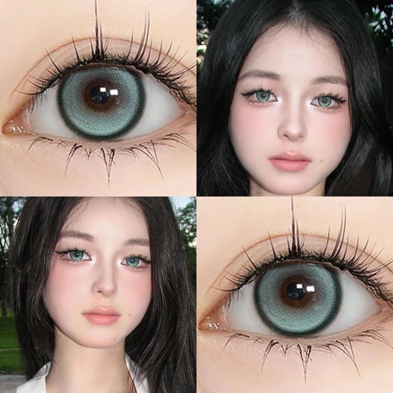 Mill Creek 2 sztuki/1 para zielone soczewki kontaktowe z klasą roczne jednorazowe kolorowe 14,5 MM wygodne naturalne miękkie soczewki Cosplay Halloween soczewki